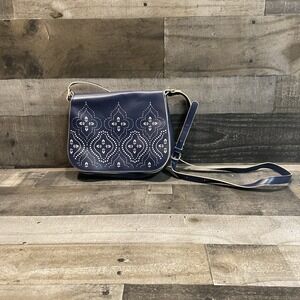 Vera Bradley Navy Morocco Laser-cut Faux Leather Crossbody Spring Handbag
